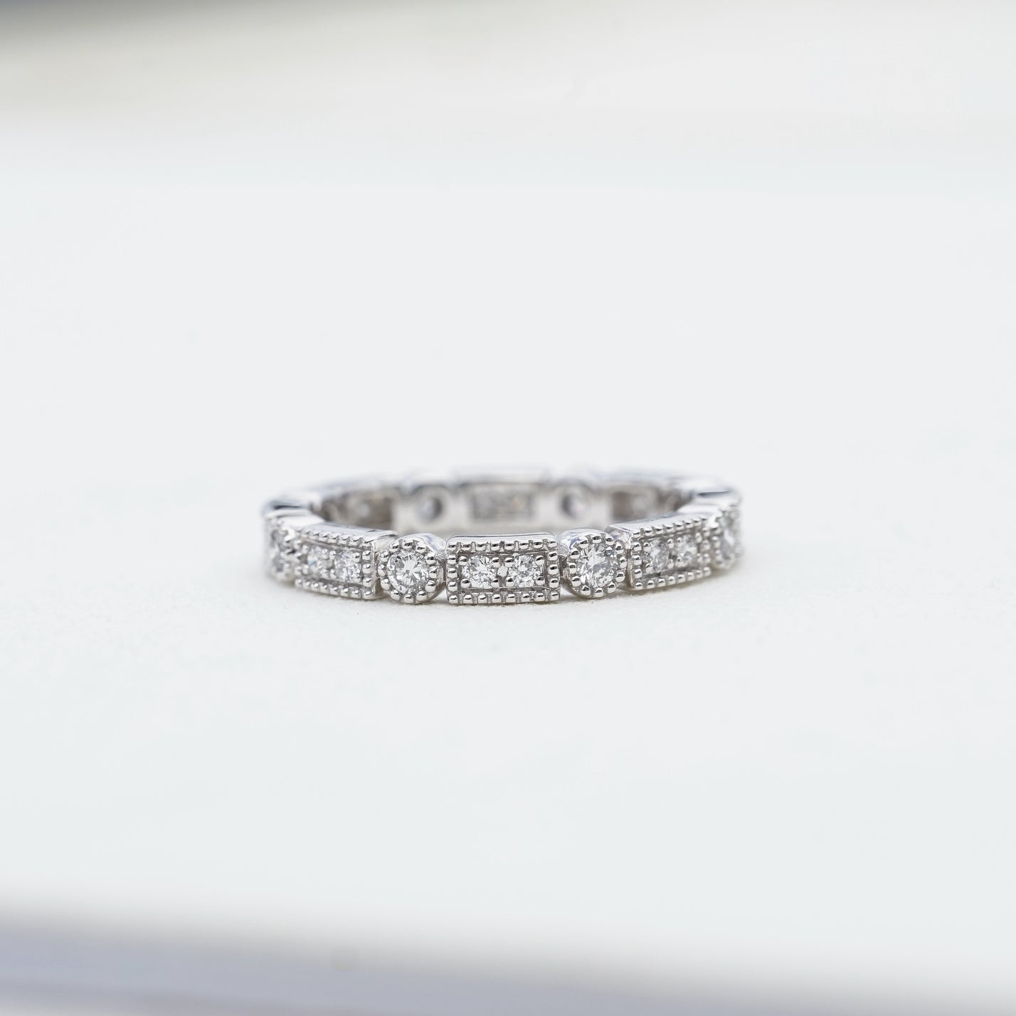 Heritage, 0.38ct Lab Diamond, PT950 Art Deco Milgrain Diamond Wedding Ring
