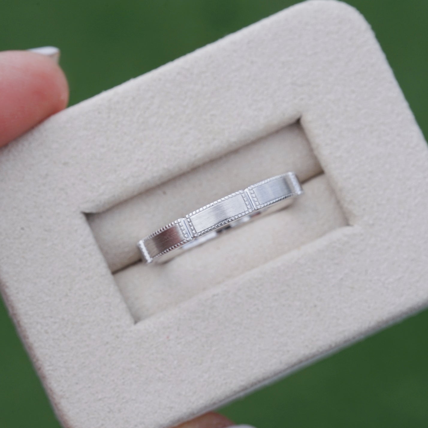 Heritage, PT950 Art Deco Milgrain Solid Wedding Ring