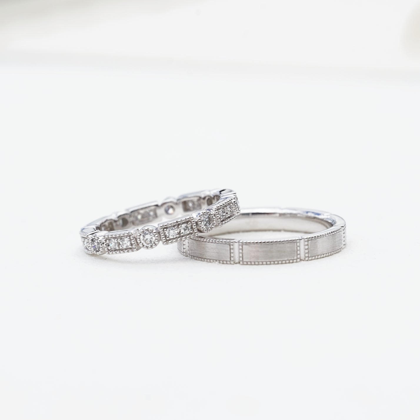 Heritage, PT950 Art Deco Milgrain Solid Wedding Ring