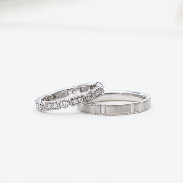 Heritage, PT950 Art Deco Milgrain Solid Wedding Ring