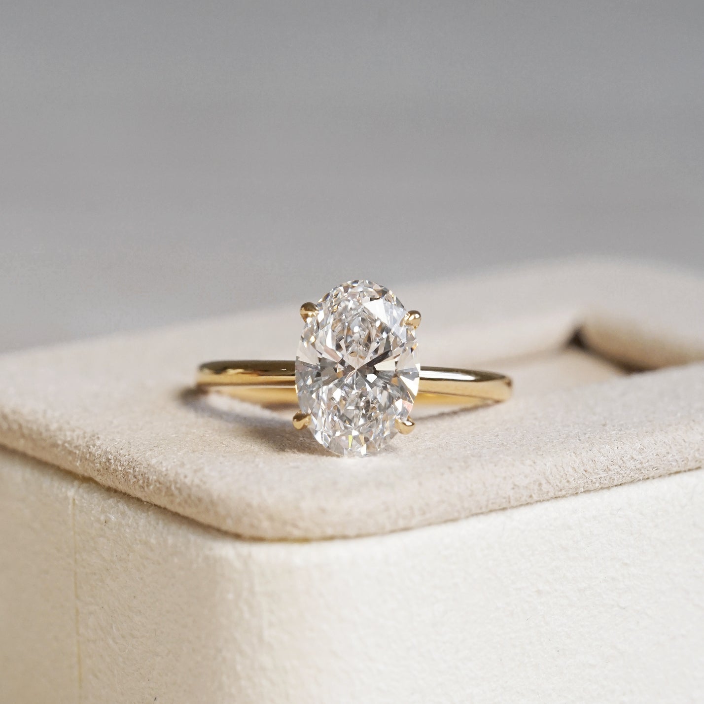 Lena, IGI 2.08ct D VVS2 Oval Cut Lab Diamond, 18K Yellow Gold Engagement Ring