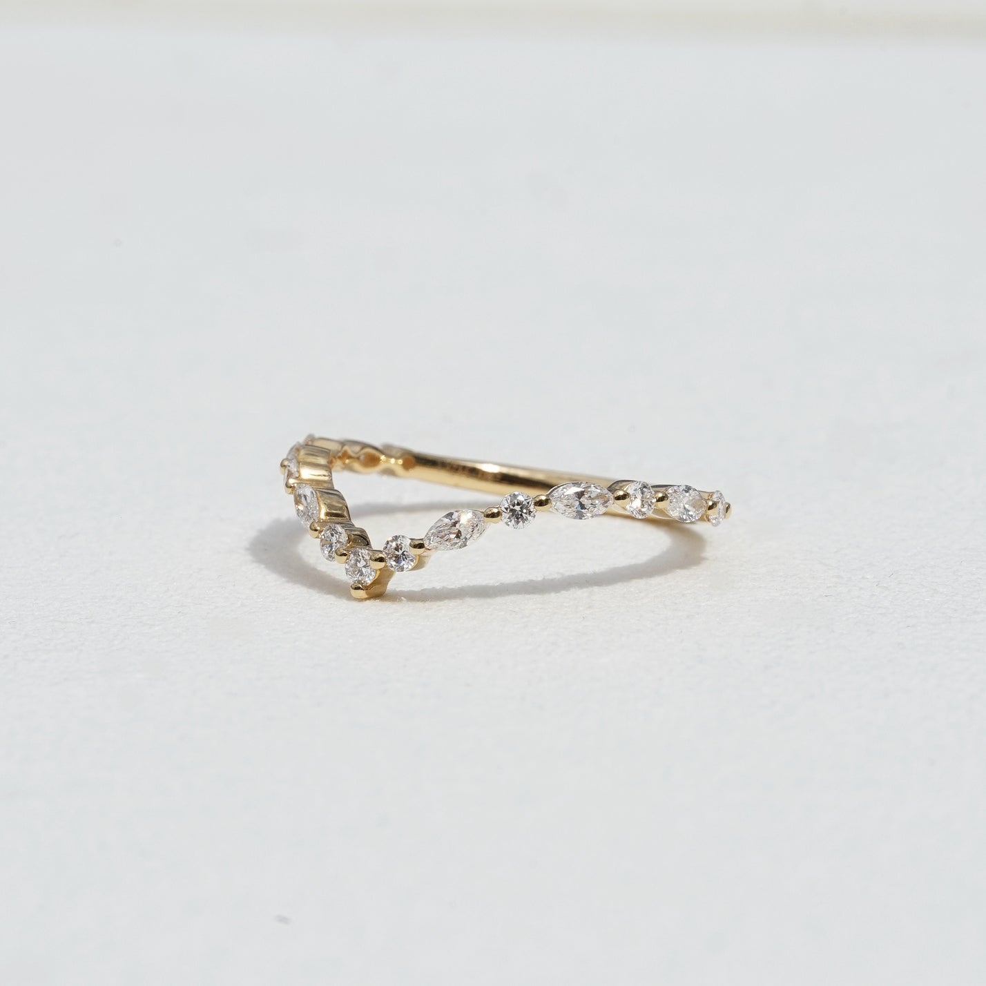 Lyra, 0.34ct Marquise & Round Nesting Lab Diamond, 18K Yellow Gold Wedding Ring