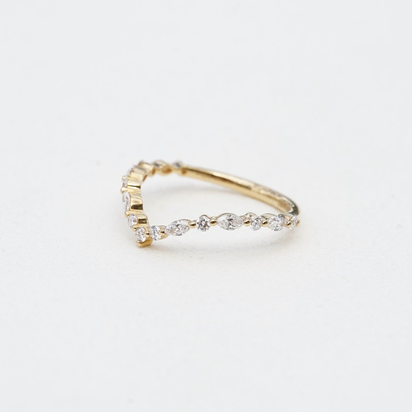 Lyra, 0.34ct Marquise & Round Nesting Lab Diamond, 18K Yellow Gold Wedding Ring