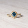 Octavia, IGI 1.56ct Cushion Fancy Vivid Blue Lab Diamond, 18K Yellow Gold Vintage Halo Ring