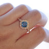Octavia, IGI 1.56ct Cushion Fancy Vivid Blue Lab Diamond, 18K Yellow Gold Vintage Halo Ring