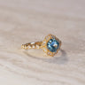 Octavia, IGI 1.56ct Cushion Fancy Vivid Blue Lab Diamond, 18K Yellow Gold Vintage Halo Ring