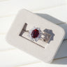 Rosie, IGI 3.27ct Oval Cut Lab Ruby, PT950 Rose Cut Halo Engagement Ring