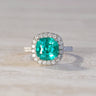 Stella, IGI 5.23ct Cushion Lab Paraiba Garnet,  PT950 Halo Pavé Ring