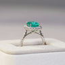 Stella, IGI 5.23ct Cushion Lab Paraiba Garnet,  PT950 Halo Pavé Ring