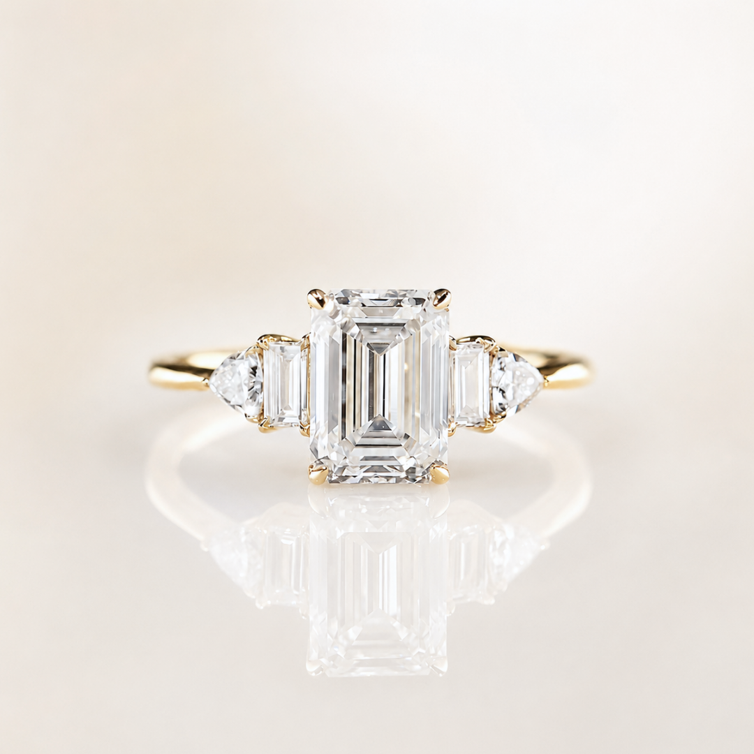 The Chapters, IGI 2.08ct Emerald Cut Lab Diamond, 18K Yellow Gold Engagement Ring