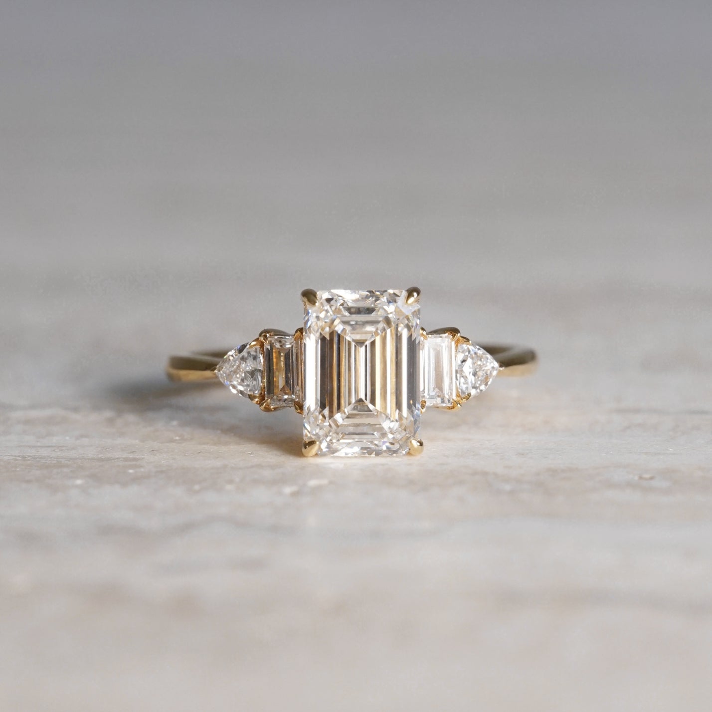 The Chapters, IGI 2.08ct Emerald Cut Lab Diamond, 18K Yellow Gold Engagement Ring