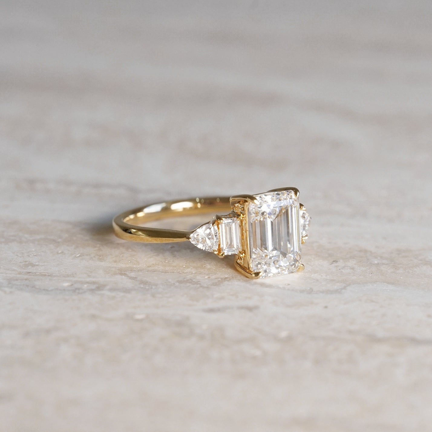 The Chapters, IGI 2.08ct Emerald Cut Lab Diamond, 18K Yellow Gold Engagement Ring
