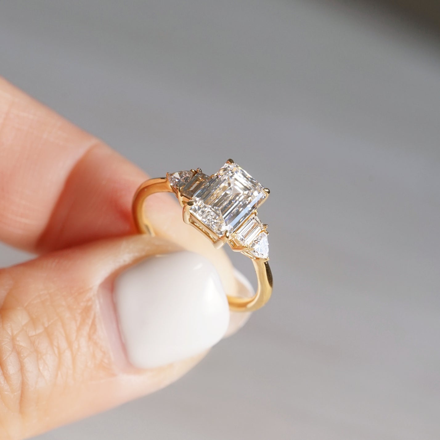 The Chapters, IGI 2.08ct Emerald Cut Lab Diamond, 18K Yellow Gold Engagement Ring