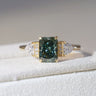 The Chapters Heirloom, IGI 1.56ct Fancy Vivid Green Radiant Lab Diamond, 18K Yellow Gold Vintage Engagement Ring