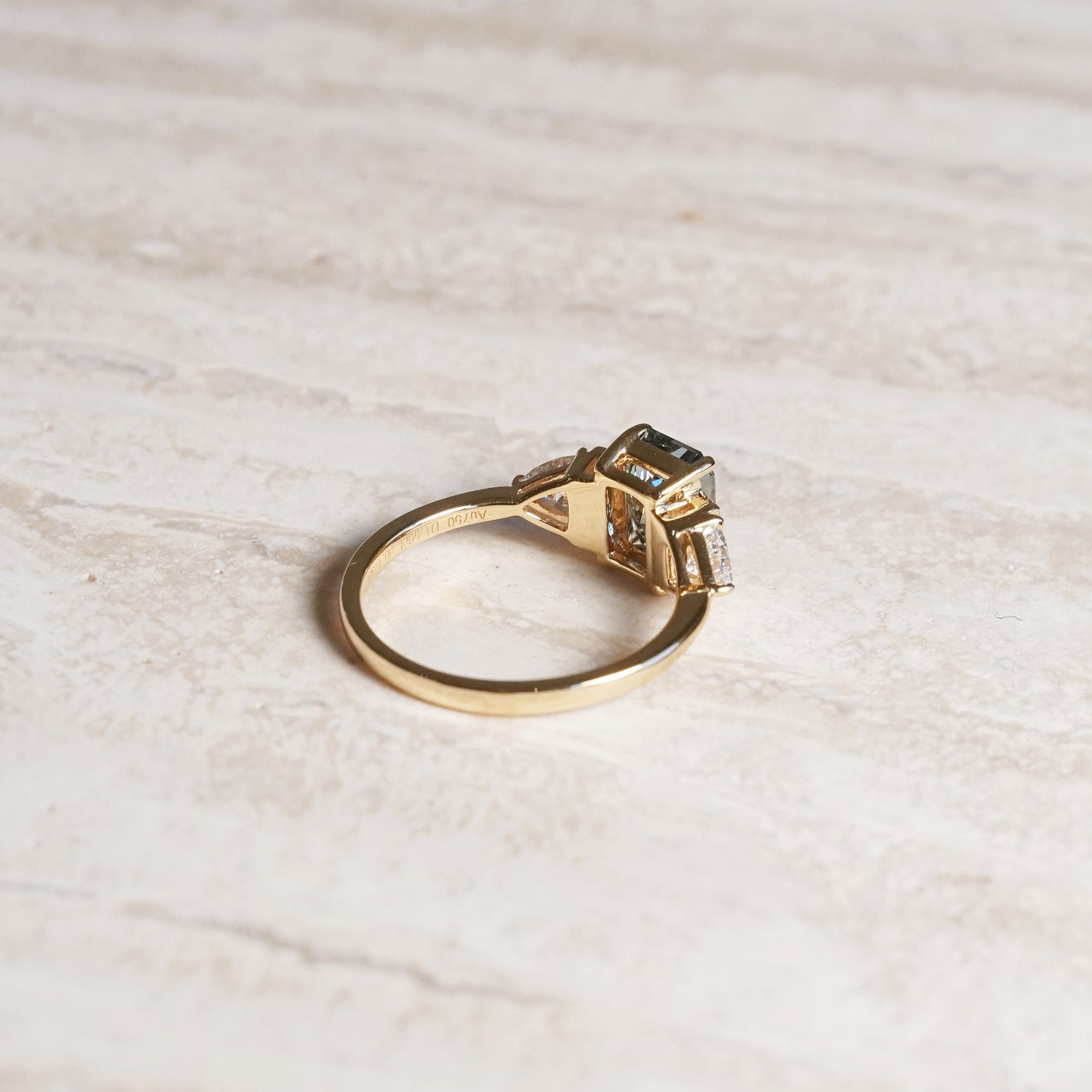 The Chapters Heirloom, IGI 1.56ct Fancy Vivid Green Radiant Lab Diamond, 18K Yellow Gold Vintage Engagement Ring
