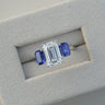 The Promise, IGI 3.09ct D VVS2 Emerald Cut Lab Diamond, PT950 Trilogy Ring with lab Sapphire Accents