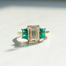 The Vows, IGI 3.05ct Emerald Cut Lab Diamond, 18K Yellow Gold Vintage Trilogy Ring