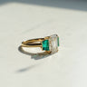 The Vows, IGI 3.05ct Emerald Cut Lab Diamond, 18K Yellow Gold Vintage Trilogy Ring