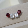 IGI 4.40ct Lab Diamond & Ruby, 18K White Gold Toi Et Moi Stud Earrings