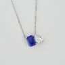 IGI 3.29ct Lab Sapphire & Diamond, 18K White Gold Toi-Et-Moi Necklace
