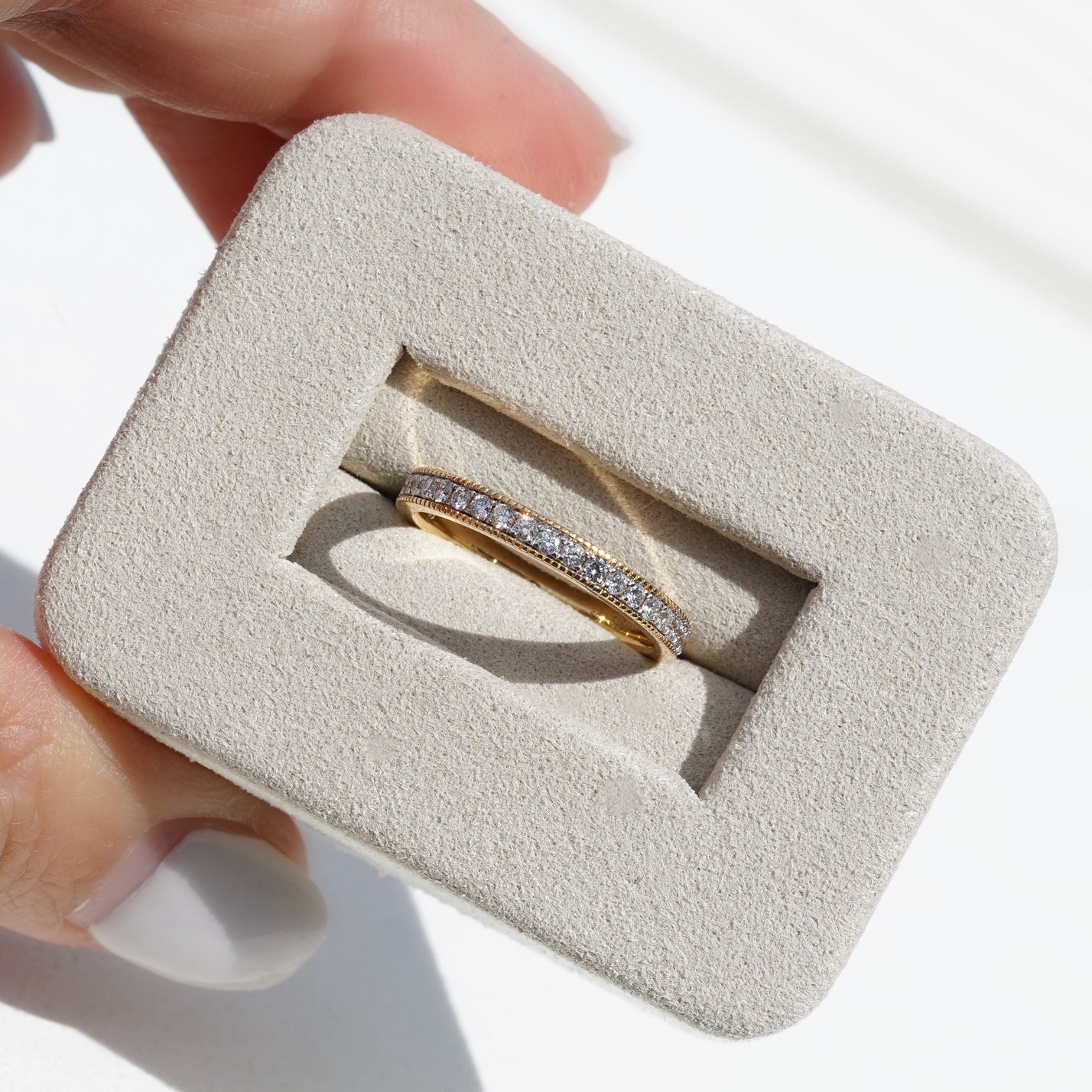 Unity, 0.546ct Lab Diamond, 18K Yellow Gold Milgrain Wedding Ring with Diamonds