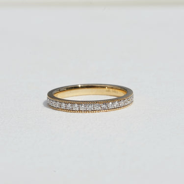 Unity, 0.546ct Lab Diamond, 18K Yellow Gold Milgrain Wedding Ring with Diamonds