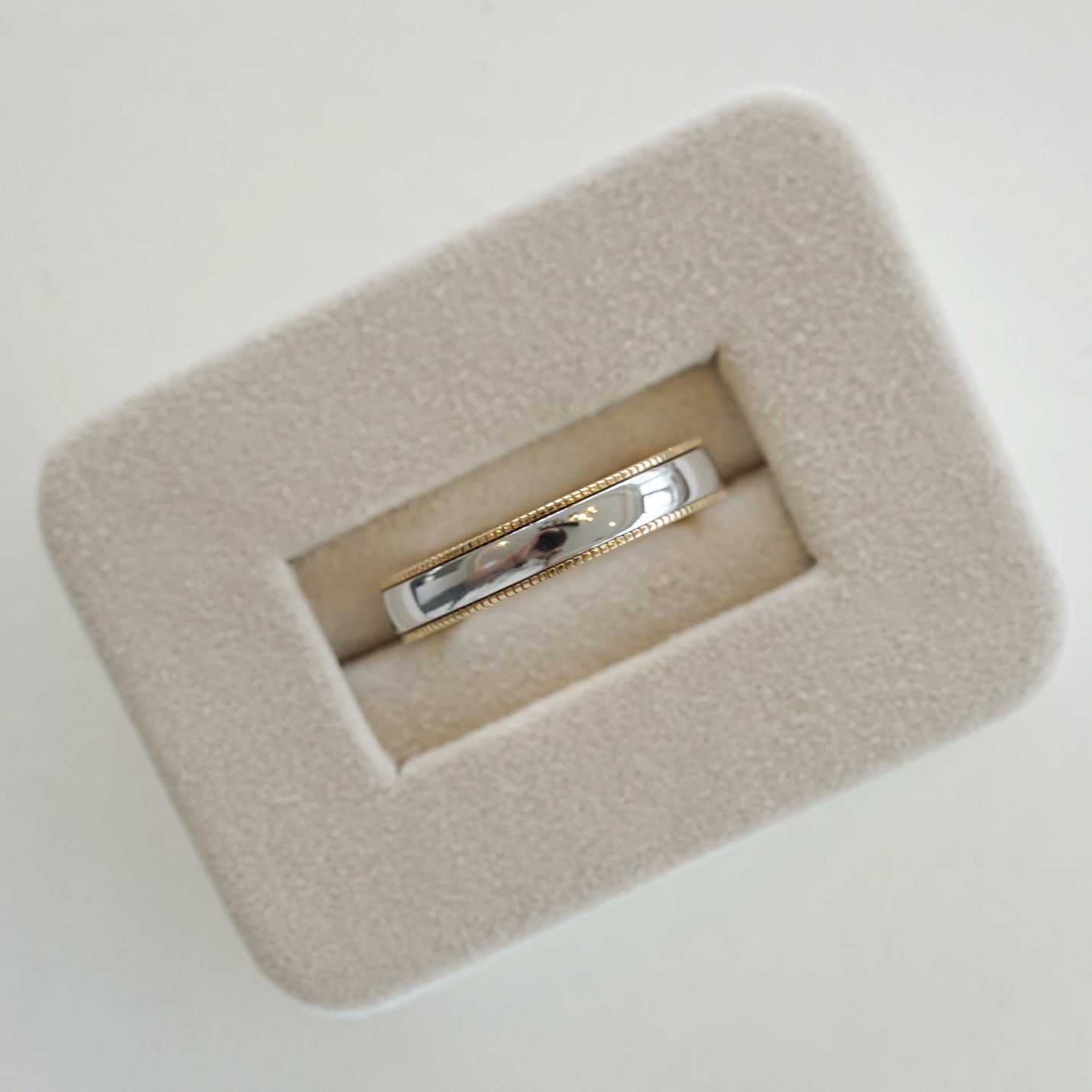 Unity, 18K Gold Two-Tone Milgrain Solid Wedding Ring