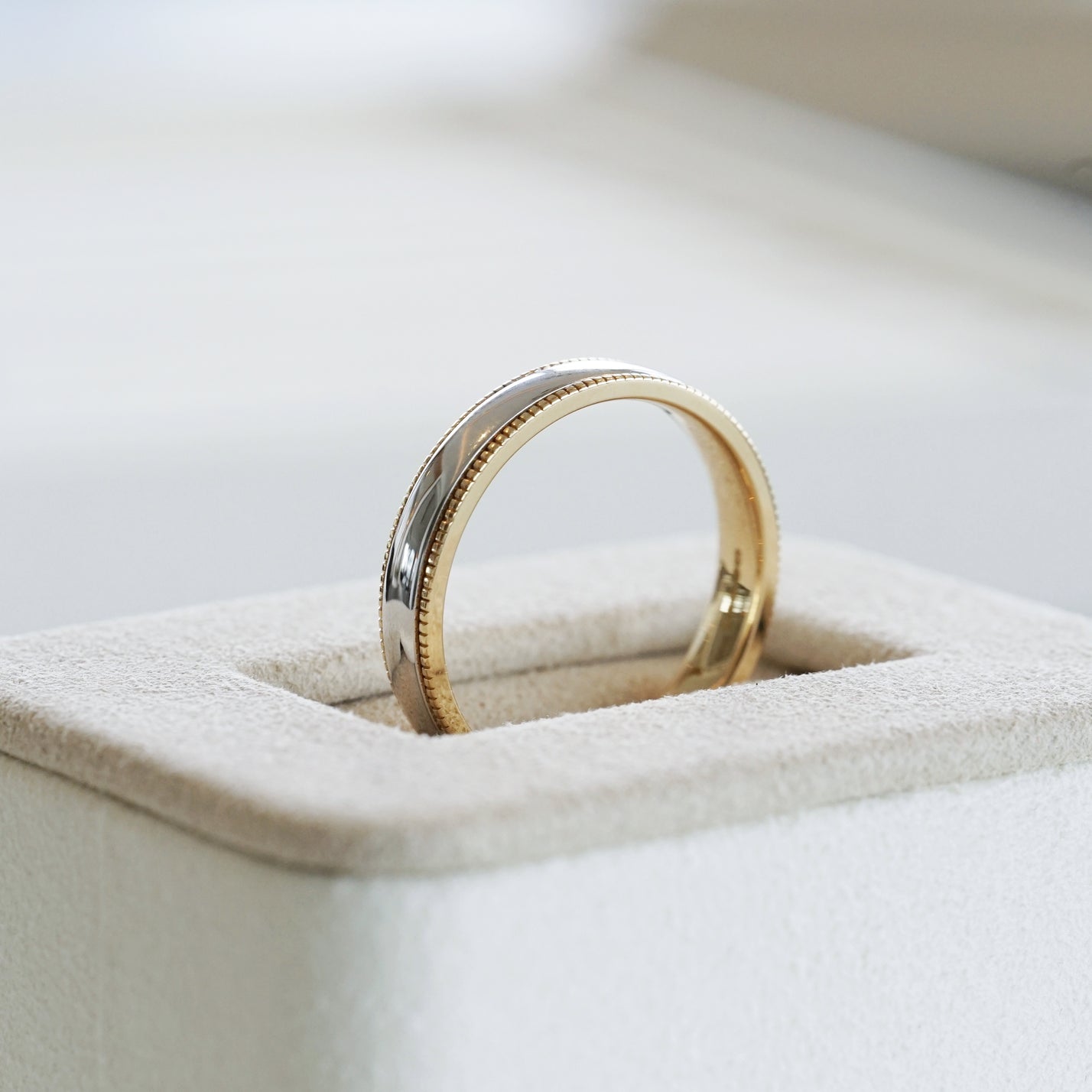 Unity, 18K Gold Two-Tone Milgrain Solid Wedding Ring