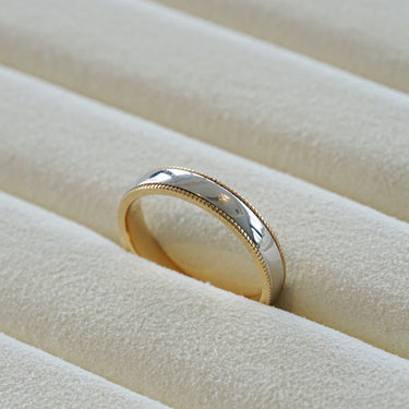 Unity, 18K Gold Two-Tone Milgrain Solid Wedding Ring
