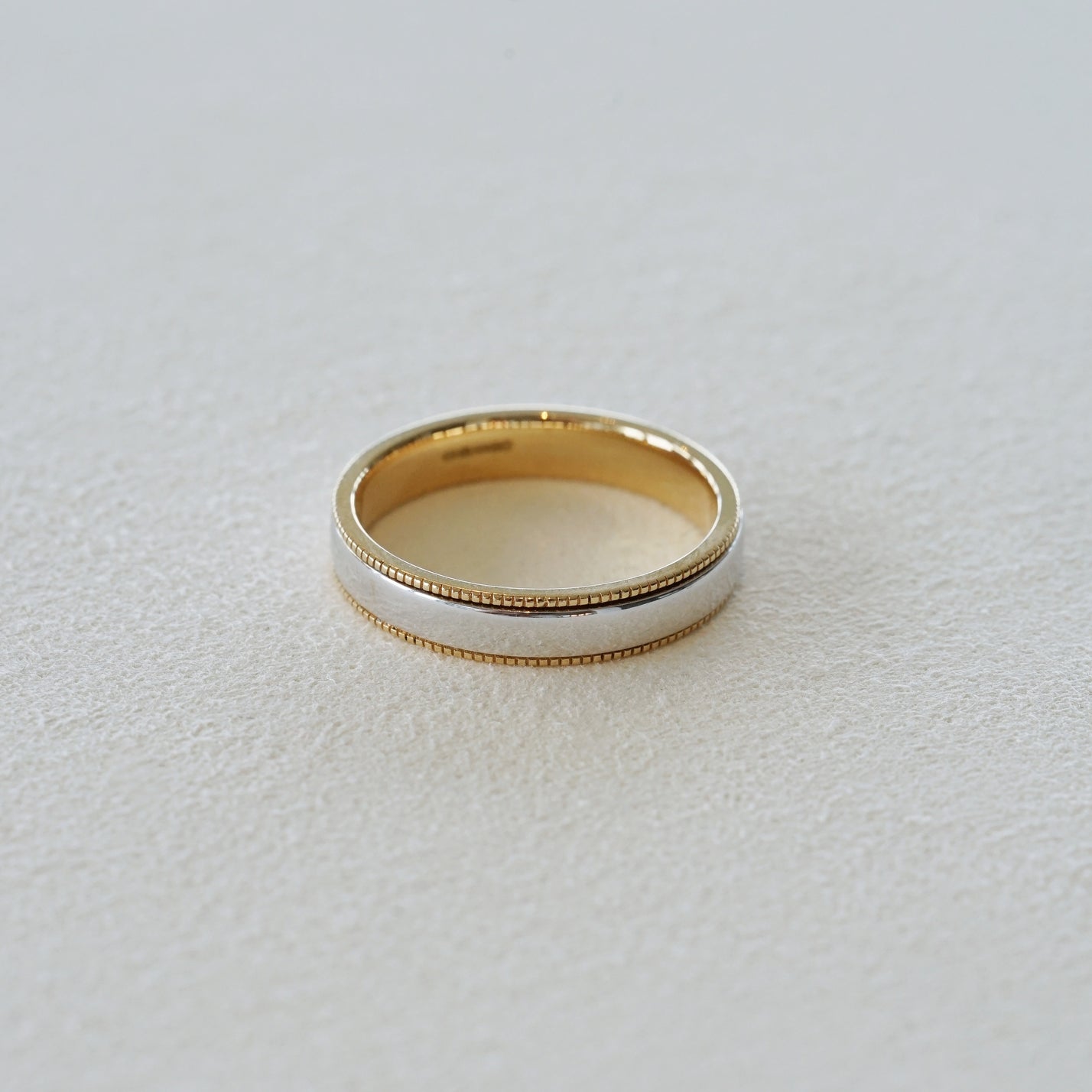 Unity, 18K Gold Two-Tone Milgrain Solid Wedding Ring