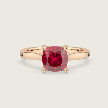 Ava, Cushion Cut Ruby Solitaire Ring