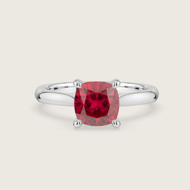 Ava, Cushion Cut Ruby Solitaire Ring
