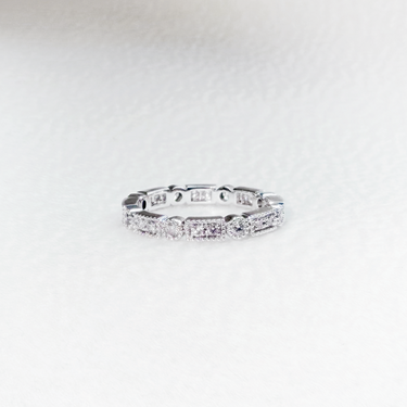 Heritage, Art Deco Milgrain Diamond Wedding Ring