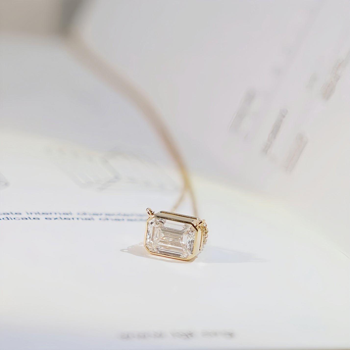 Emerald Cut Diamond Bezel Set Necklace