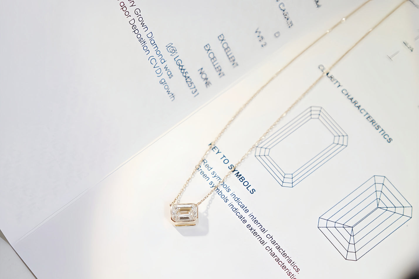 Emerald Cut Diamond Bezel Set Necklace