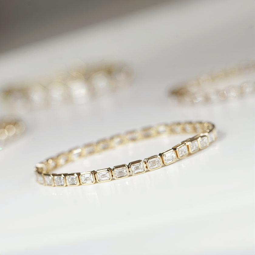 Emerald Cut Diamond Bezel Set Tennis Bracelet