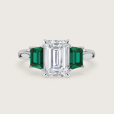 The Vows, Vintage Emerald Cut Diamond Trilogy Ring