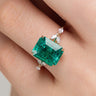 Blossom, IGI 4.08ct Emerald Cut Emerald, 18K Yellow Gold Engagement Ring