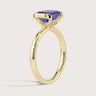 18K gold ring with lab-grown sapphire. Solitaire ring with a half bezel setting. "R25201EM" style.