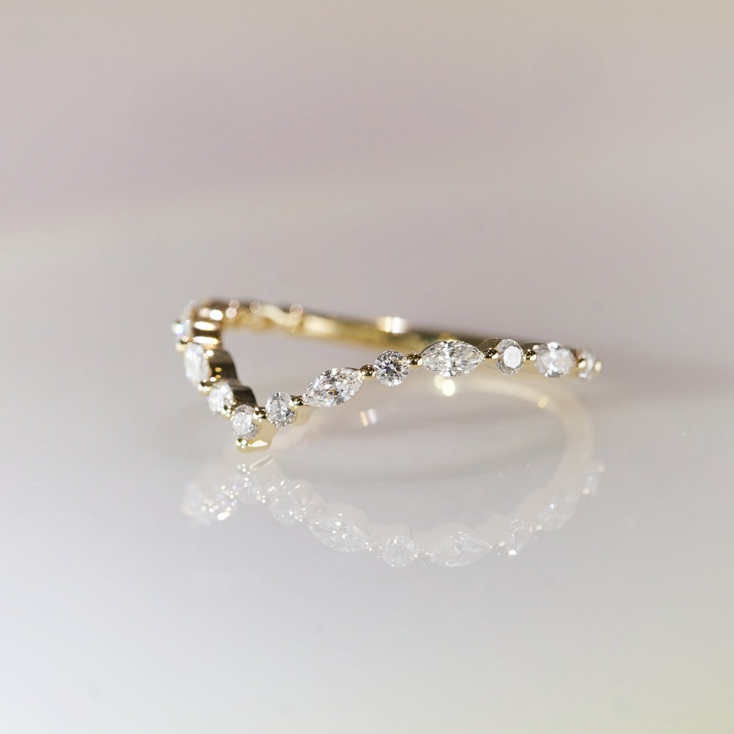 Lyra, Marquise & Round Nesting Diamond Wedding Ring
