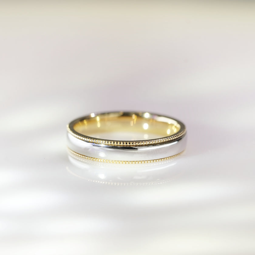 Unity, Two-Tone Milgrain Solid Wedding Ring