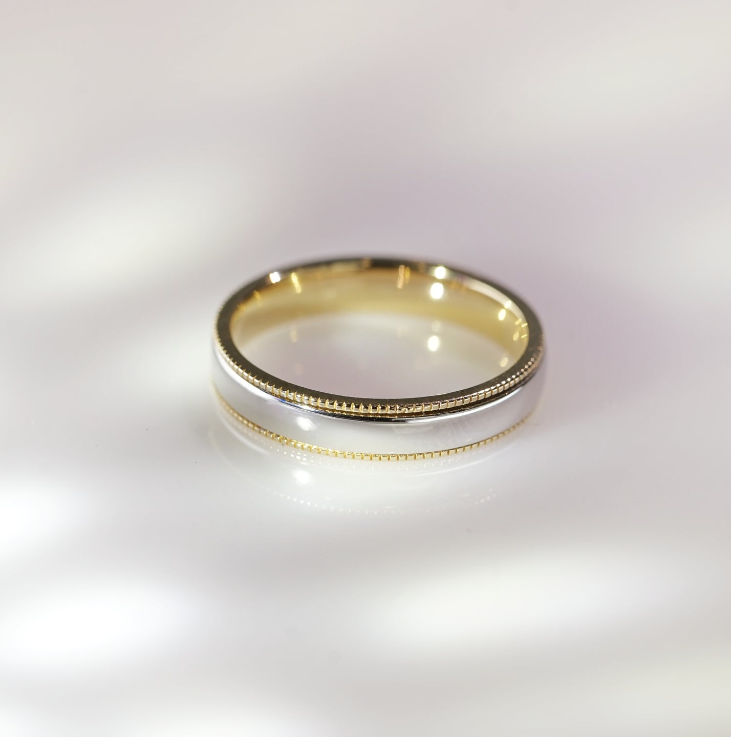 Unity, Two-Tone Milgrain Solid Wedding Ring