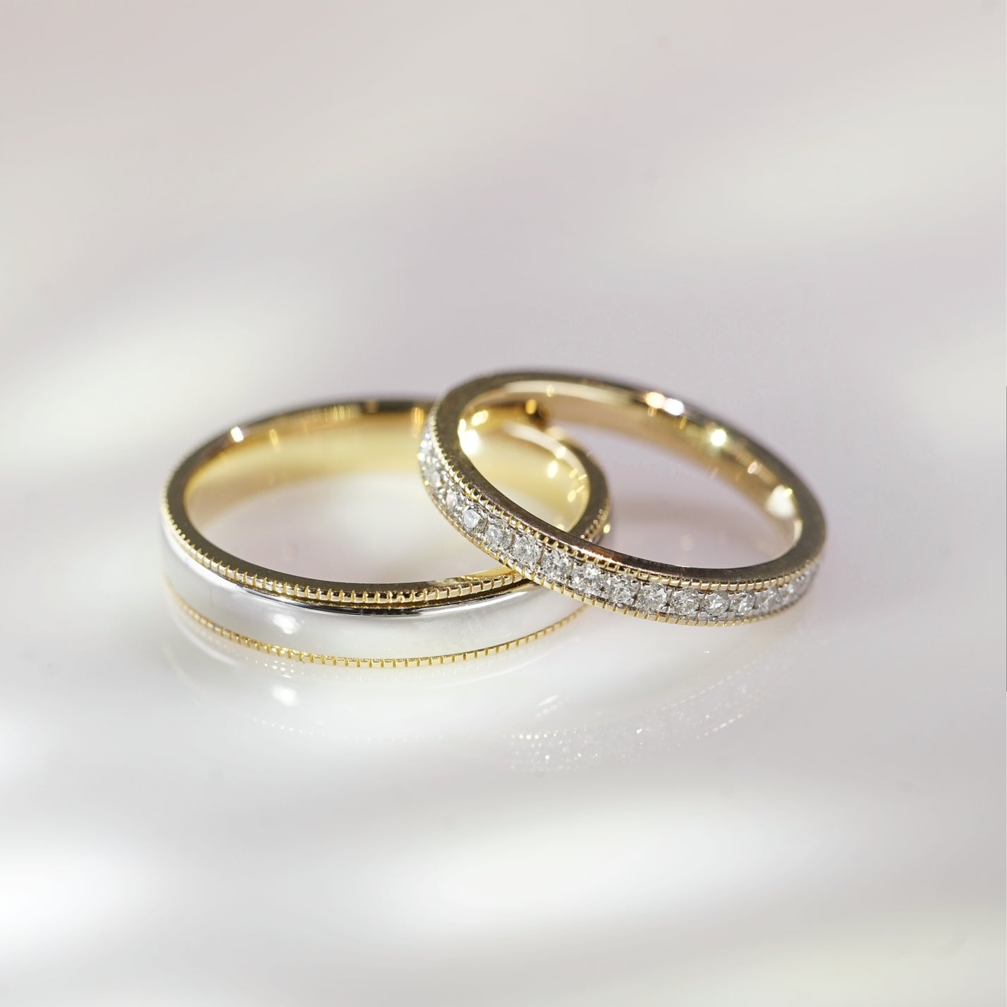 Unity, Two-Tone Milgrain Solid Wedding Ring