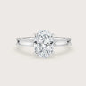 Oval lab-grown diamond solitaire engagement ring in 18k white gold with milgrain detailing. "R24821OV.