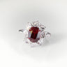 Rosie, Oval Cut Ruby Halo Ring with Rose Cut Diamond Accents