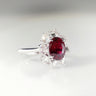 Rosie, Oval Cut Ruby Halo Ring with Rose Cut Diamond Accents