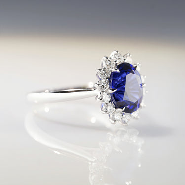 Lavinia, Vintage Oval Cut Sapphire Halo Ring