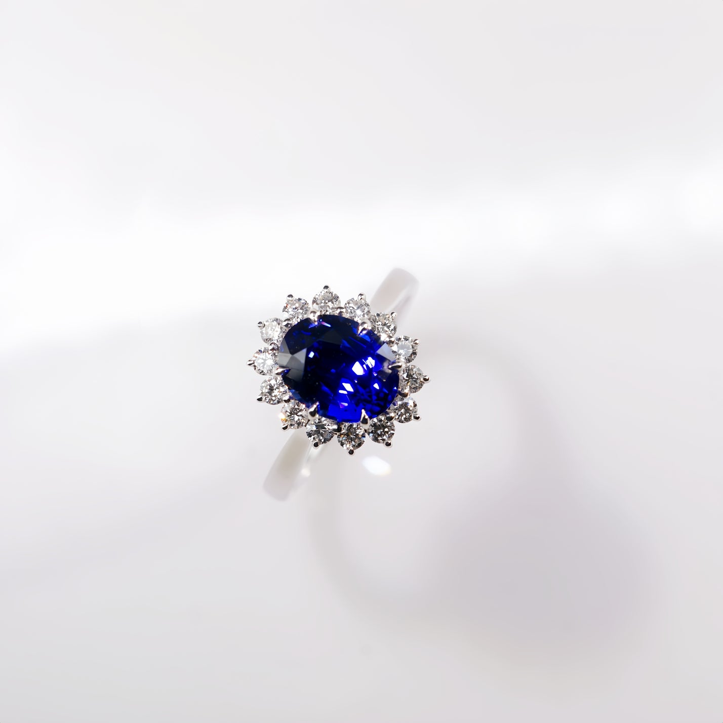 Lavinia, Vintage Oval Cut Sapphire Halo Ring