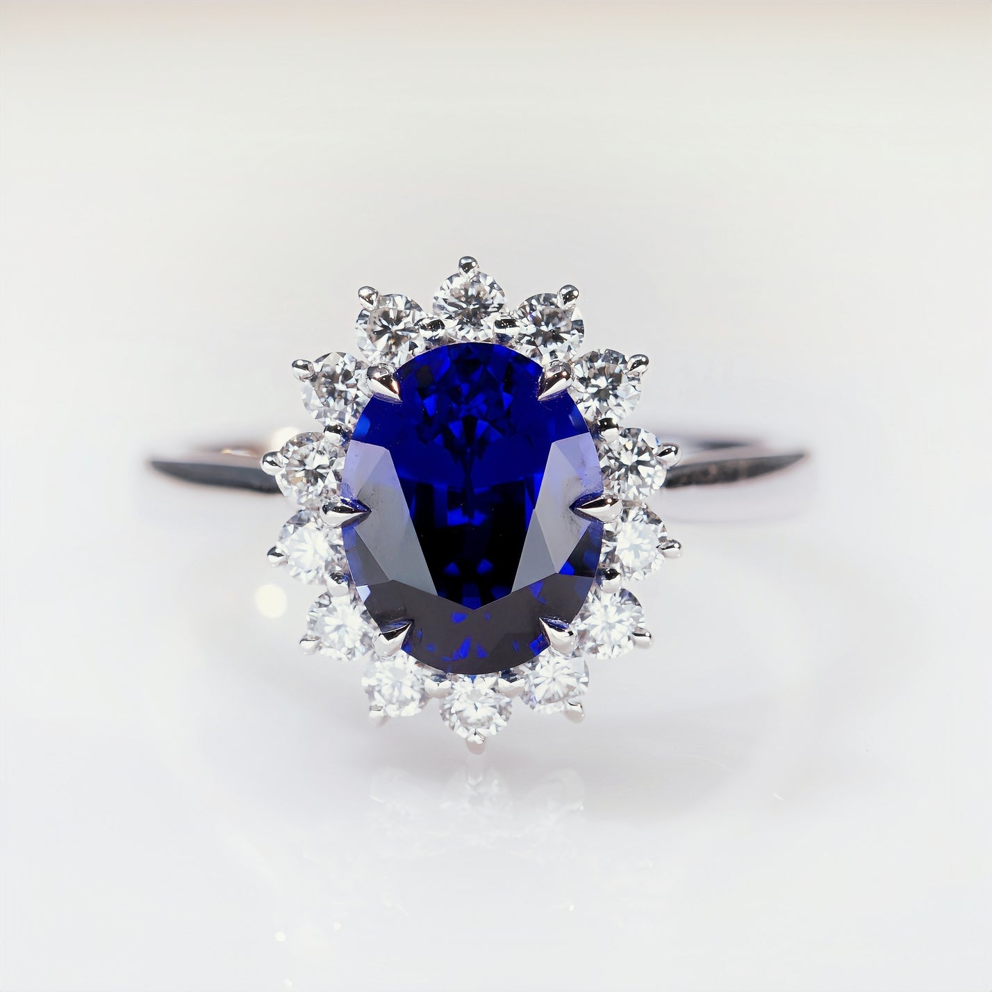 Lavinia, Vintage Oval Cut Sapphire Halo Ring