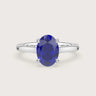 Oval lab-grown sapphire solitaire engagement ring in 18k white gold, "R24815OV.
